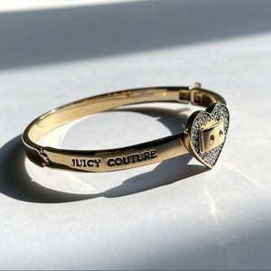 Juicy couture pave heart gold hinged bracelet